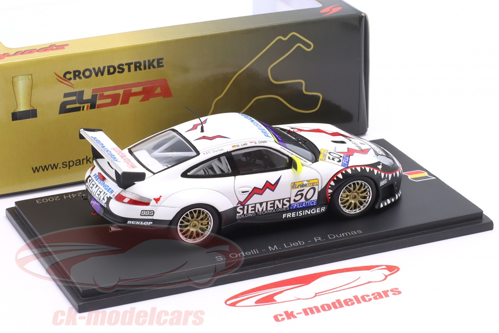 PORSCHE 911 GT3 RS NÂ°50 996 24 Heures DE SPA 2003 MINICHAMPS 1:43