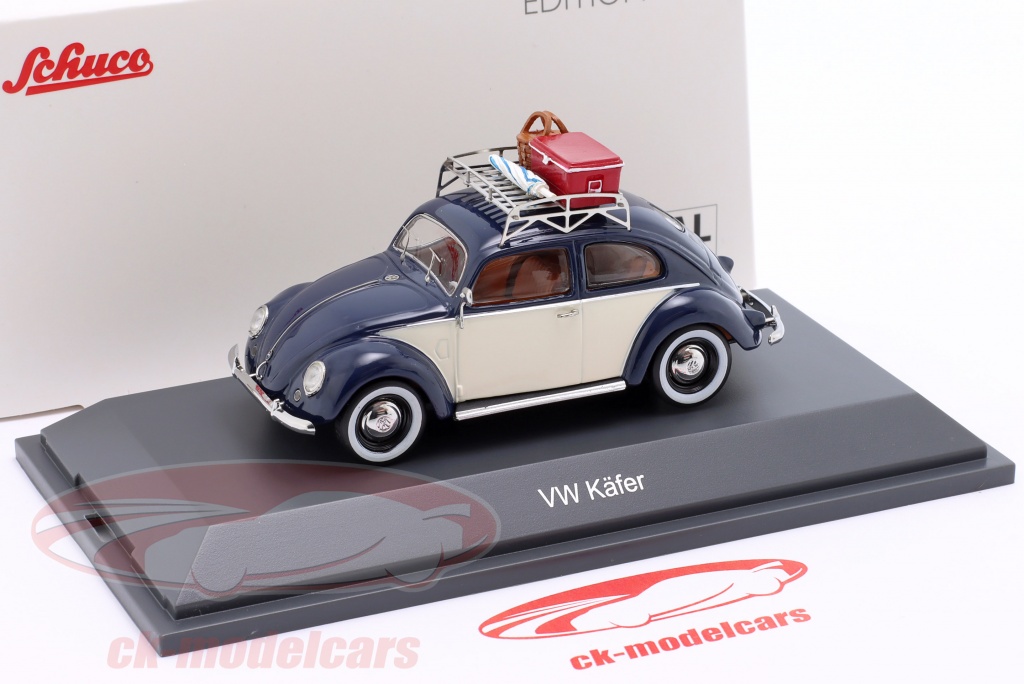 Schuco 1:43 Volkswagen VW Käfer Ovali mit Westfalia-Anhänger türkis
