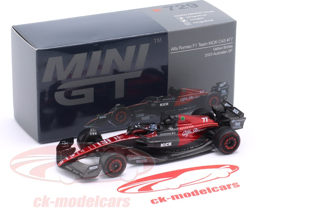 Mini GT 1/64 Alfa Romeo C43 #77 Valtteri Bottas 2023 F1 Australian GP - MGT00729