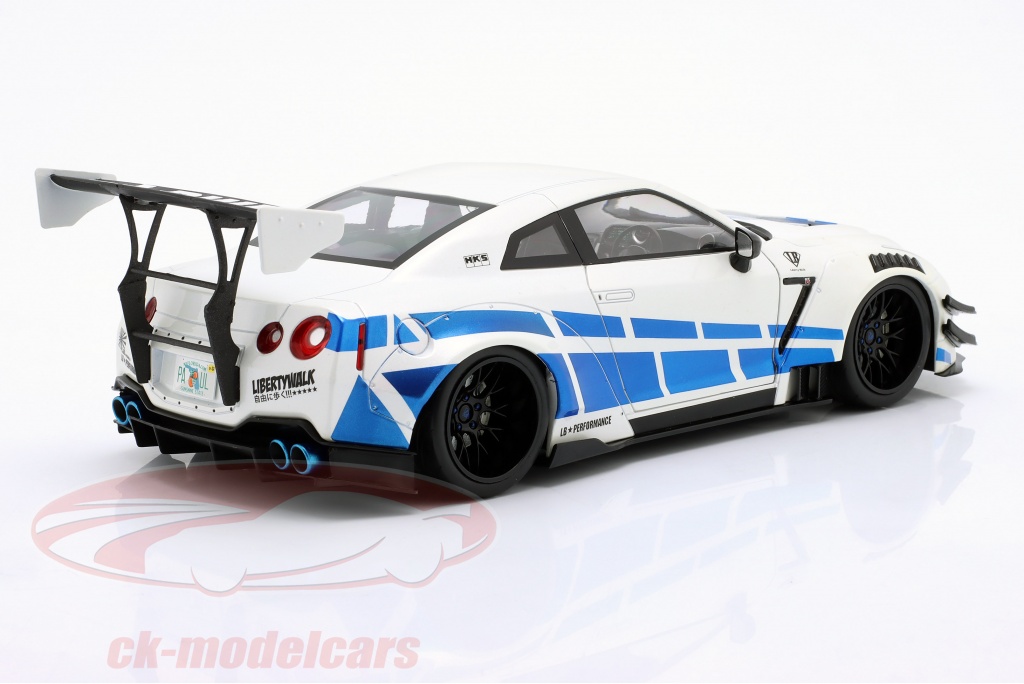 Solido 1:18 Nissan GT-R (R35) LBWK Body Kit 2.0 2024 white / blue ...