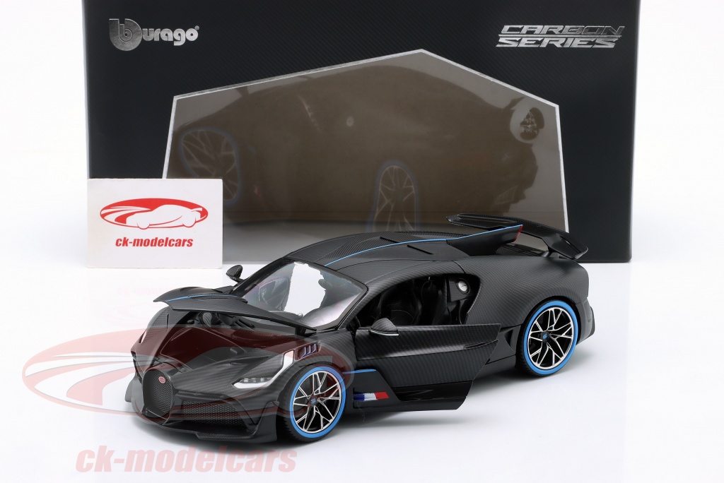 Bburago 118 Bugatti Divo 50th Anniversary 2018 estera negro / carbón