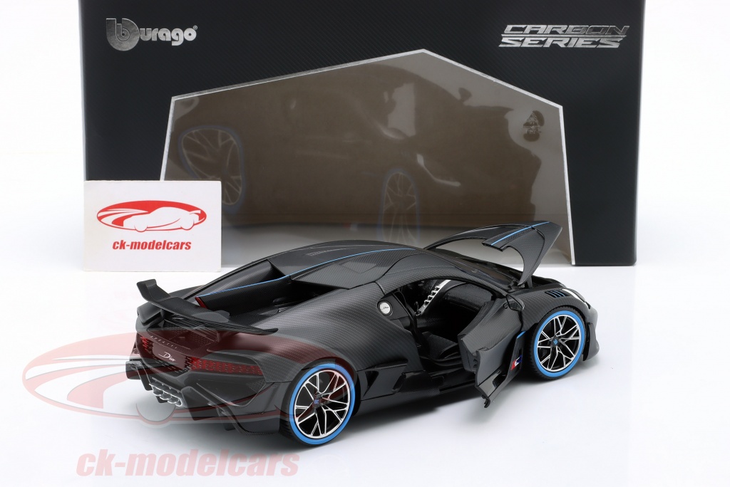 Bburago 118 Bugatti Divo 50th Anniversary 2018 estera negro / carbón