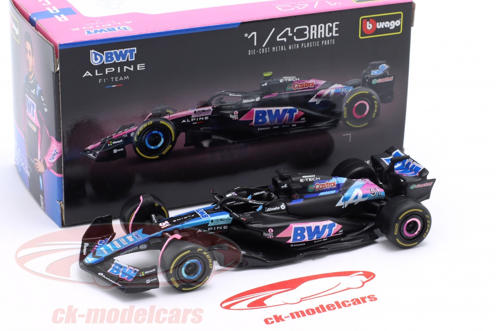 Bburago Formula 1 Alpine A524 2024: Model Car In Scale 1:43, By Driver 10 Pierre Gasly Window Box 12 5 Cm Black Pink 18 38219 18 60039