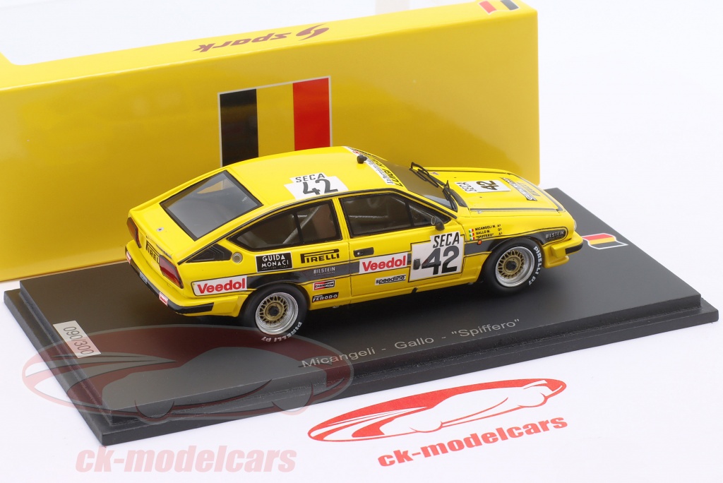 Miniature Alfa Romeo Alfetta GTV6 N°42 - Rallye Cevennes 1985 - Provence Moulage 1/43