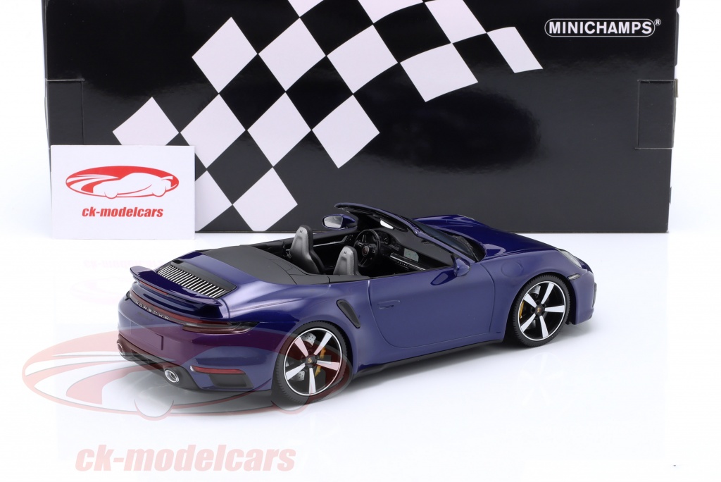 Miniature Porsche 911 (992) Turbo S Cabrio Minichamps 1/18 - Bleu Métallisé 2020