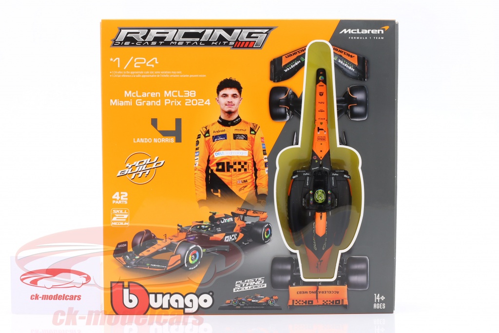 Burago F1 - McLaren MCL38 #4 Lando Norris - GP Miami 2024 - Échelle 1/24 - Neuf