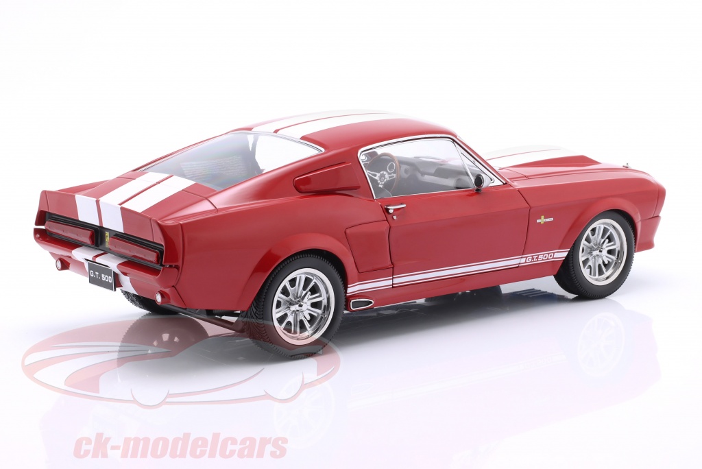 Modèle Réduit Ford Shelby Mustang GT500 1967 1:12 – Rouge Et Blanc, Métal Die-cast, Capot Ouvrant