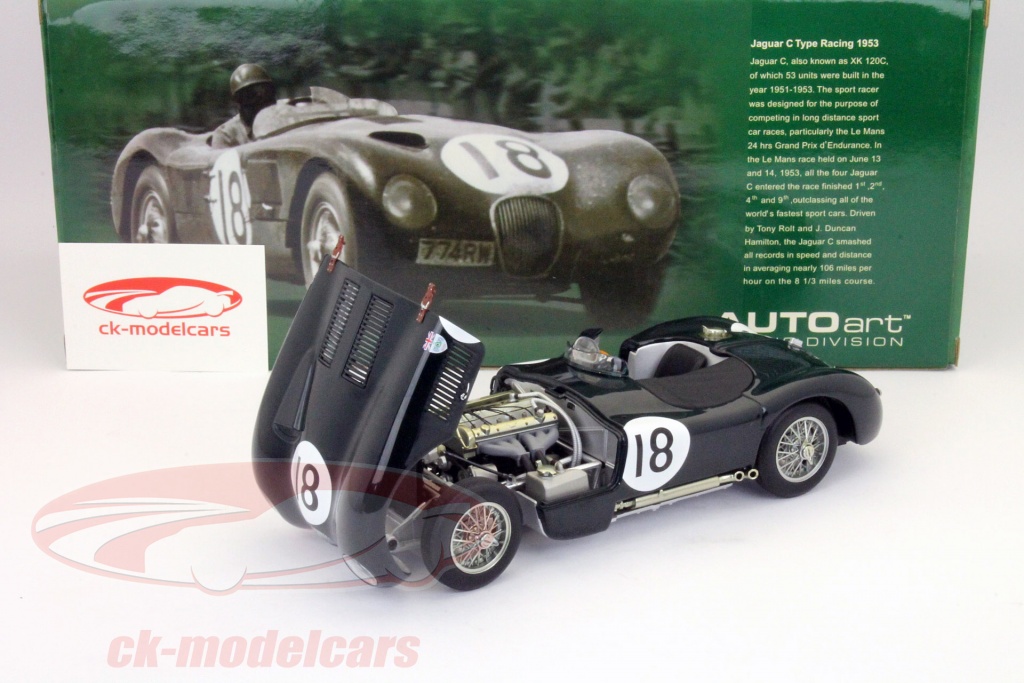CMC 1:18 Jaguar C-Type #18 - 24h Du Mans 1953 Rolt/Hamilton - M-195 - Occasion Comme Neuf