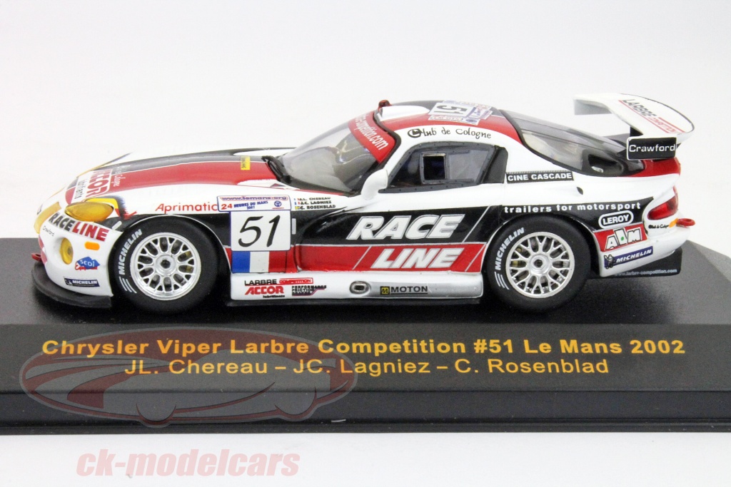 Chrysler Viper GTS-R N°50 Larbre Competition - Le Mans 2002 - 1/43 Ixo - Occasion Vitrine