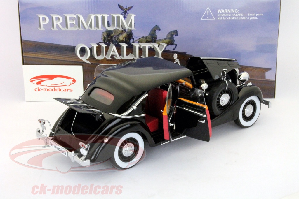 Signature Models 38210 MAYBACH SW38 CABRIO 1937 Nero 1/18 Modellino