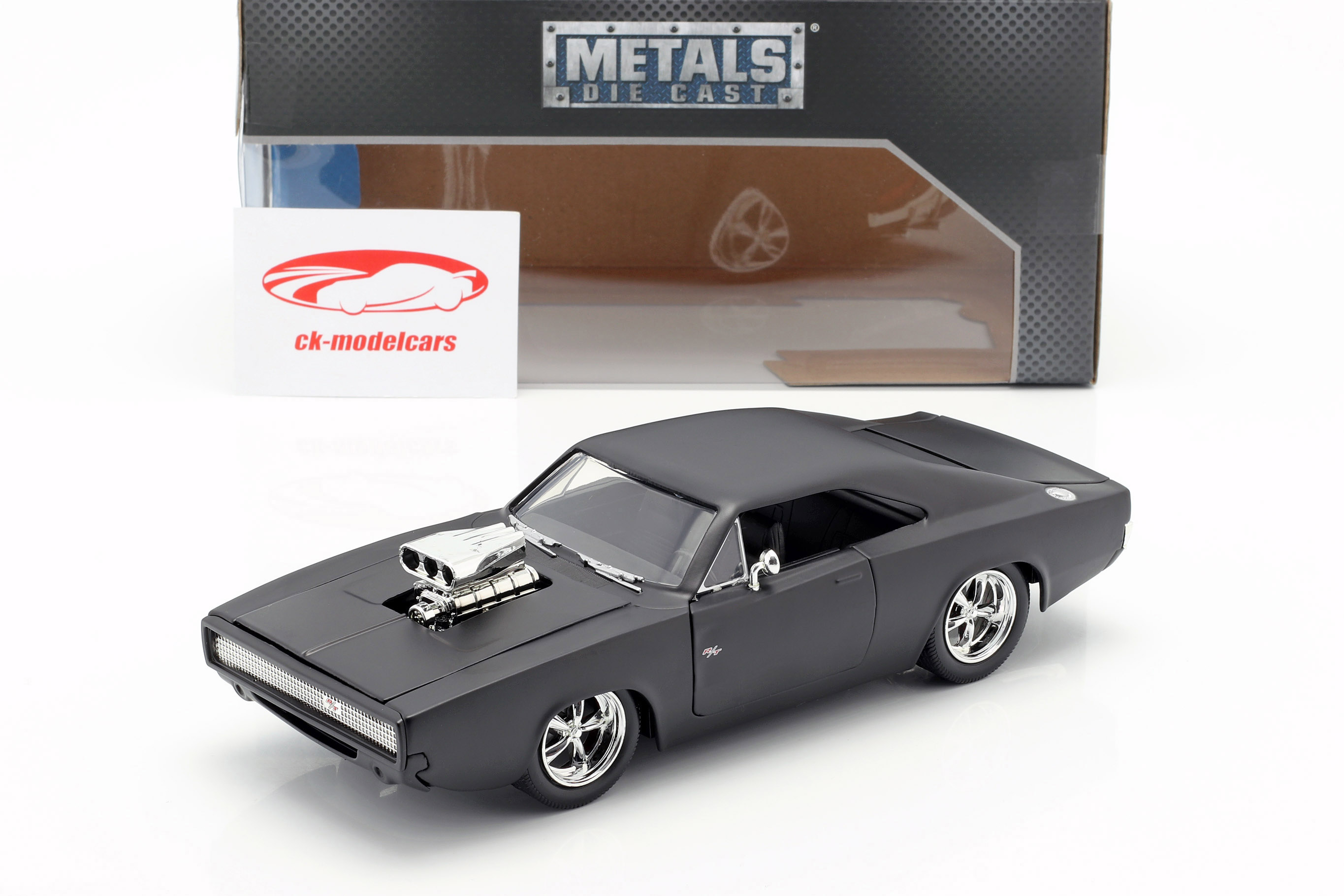 coche modelo 1:24 jada Dodge Charger R//T 1970 negro mate-dom casi /& Furious