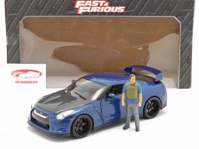 Brian's Nissan GT-R (R35) 2009 Fast & Furious 7 (2015) Met figuur 1:18 Jada Toys