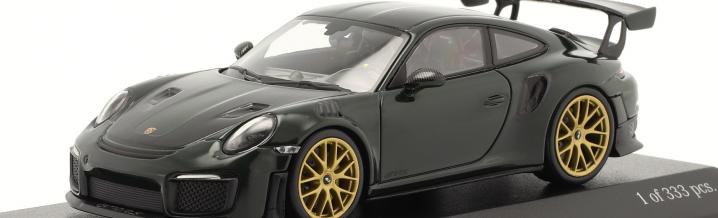 Exclusively for ck-modelcars - Minichamps Porsche GT2 RS in four versions in the colors British racing green and Miami blue