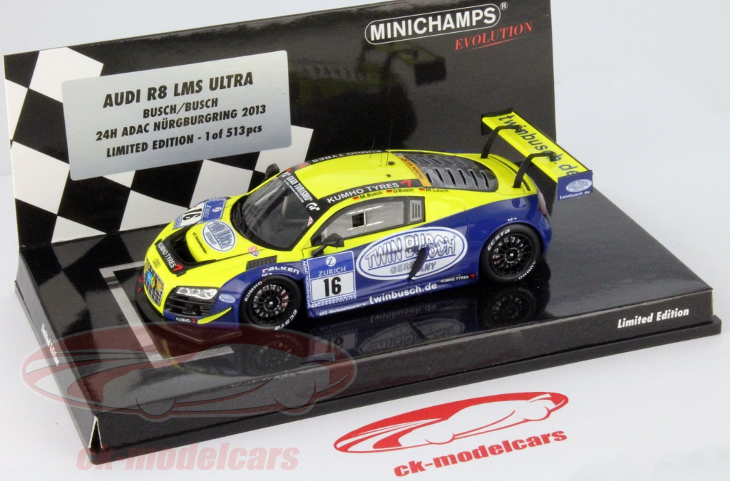 Audi R8 LMS Ultra 4 24 Heures du Nurburgring 2013 Minichamps 437131304 - Miniatures Autos Motos