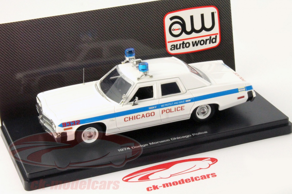 Autoworld 1/43 1974 Dodge Monaco Police Chicago - Résine Neuve (réf 1142)