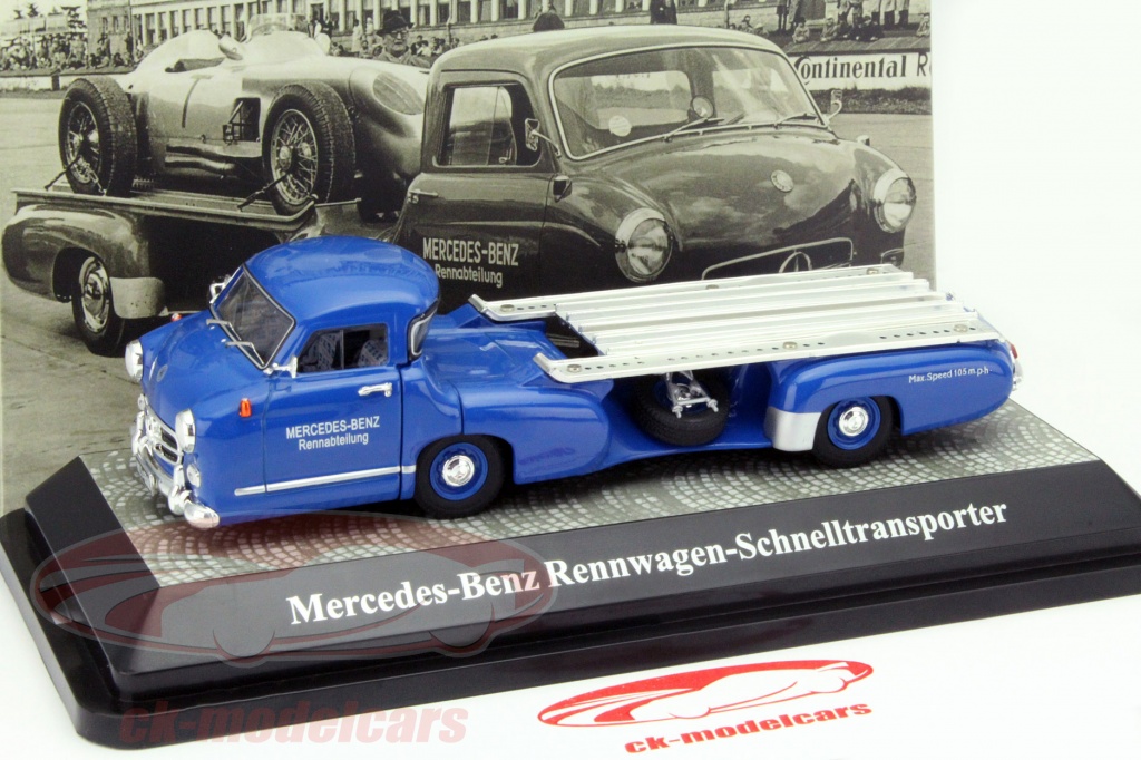 Premium Classixxs 1:43 Mercedes-Benz Racing car Transporter Blue 