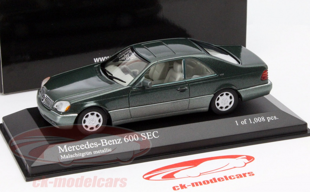Minichamps 430032604 - Mercedes 600 SEC 1992 Vert Métal 1/43 Miniature Collection Neuve