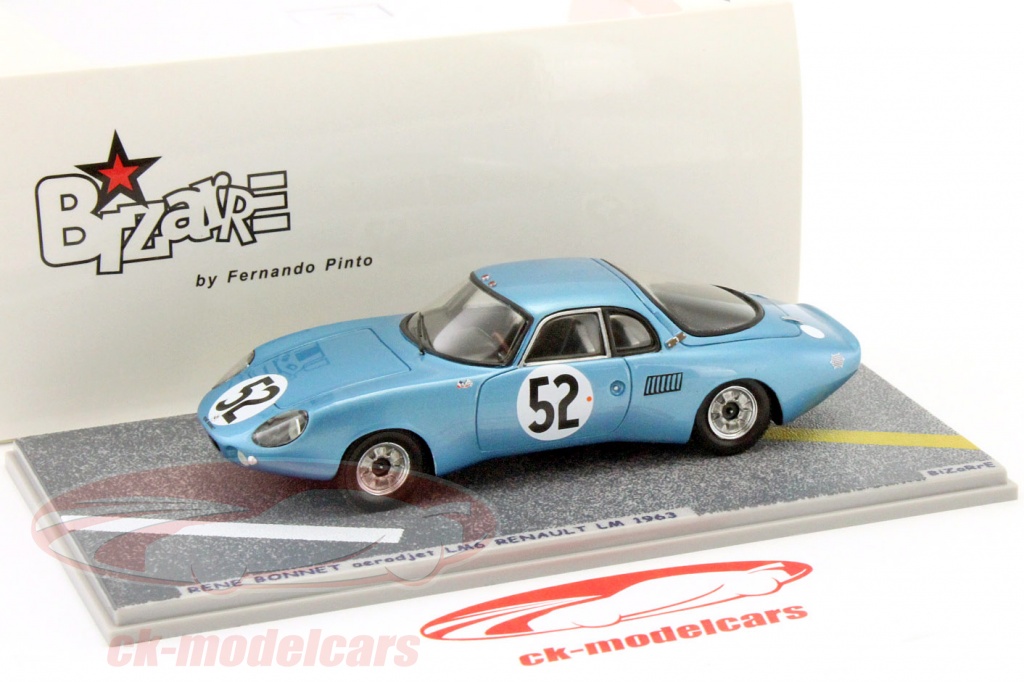 Bizarre BZ446 – Rene Bonnet Renault #52 Le Mans 1963 (Échelle 1/43, Bleu Métal)