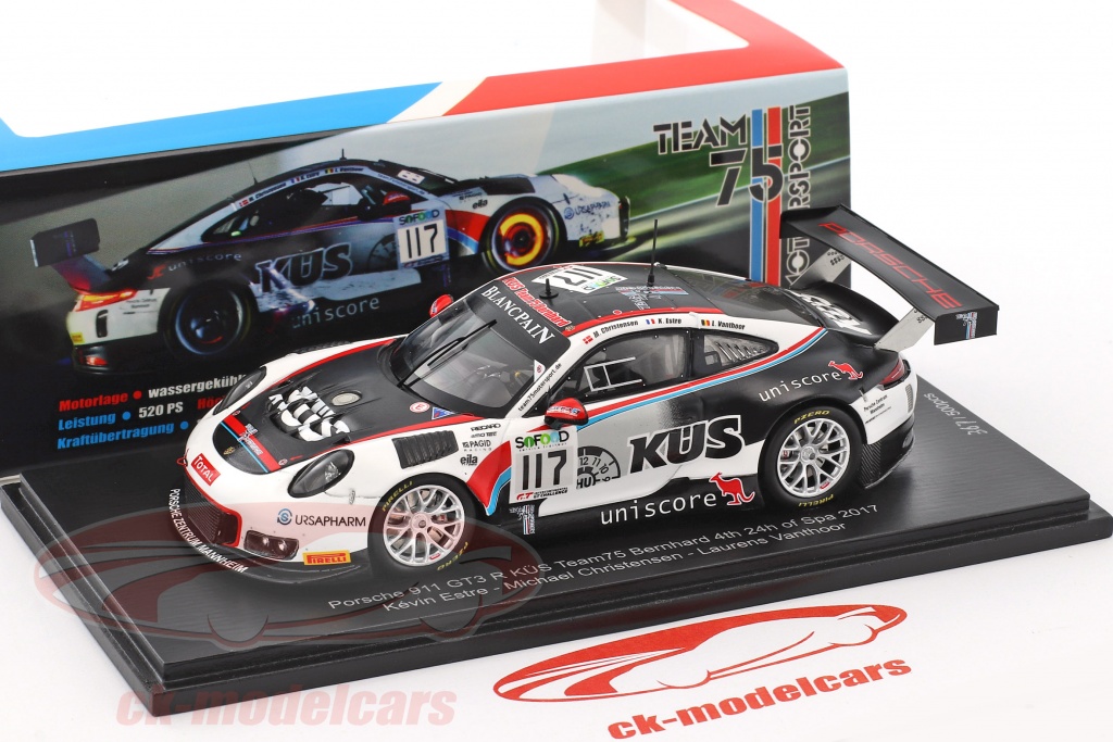 Spark 1:43 Porsche 911 (991) GT3 R #117 4th 24h Spa 2017 Team Promo ...