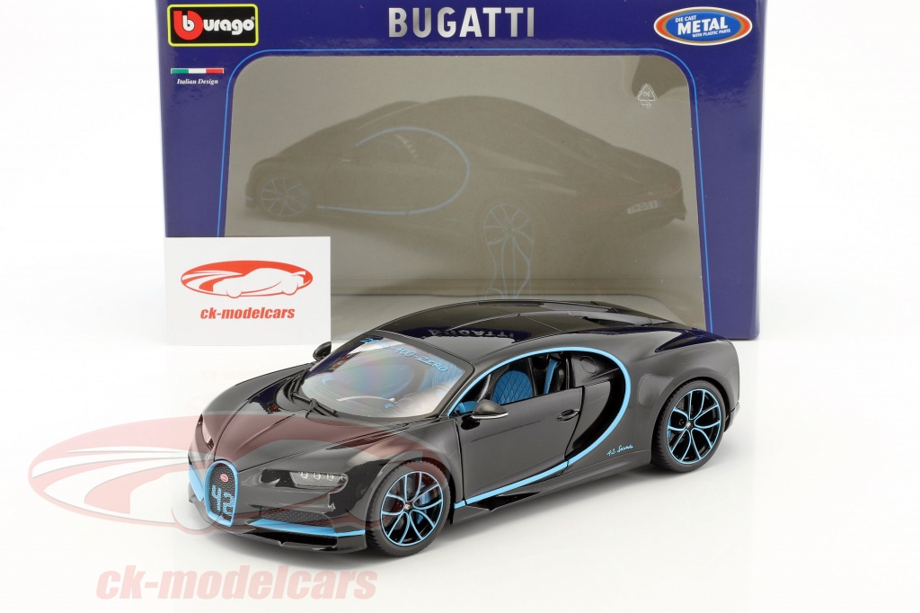 Bburago 1:18 Bugatti Chiron World Record J.-P. Montoya sort 18-11040BK model bil 4893993010936