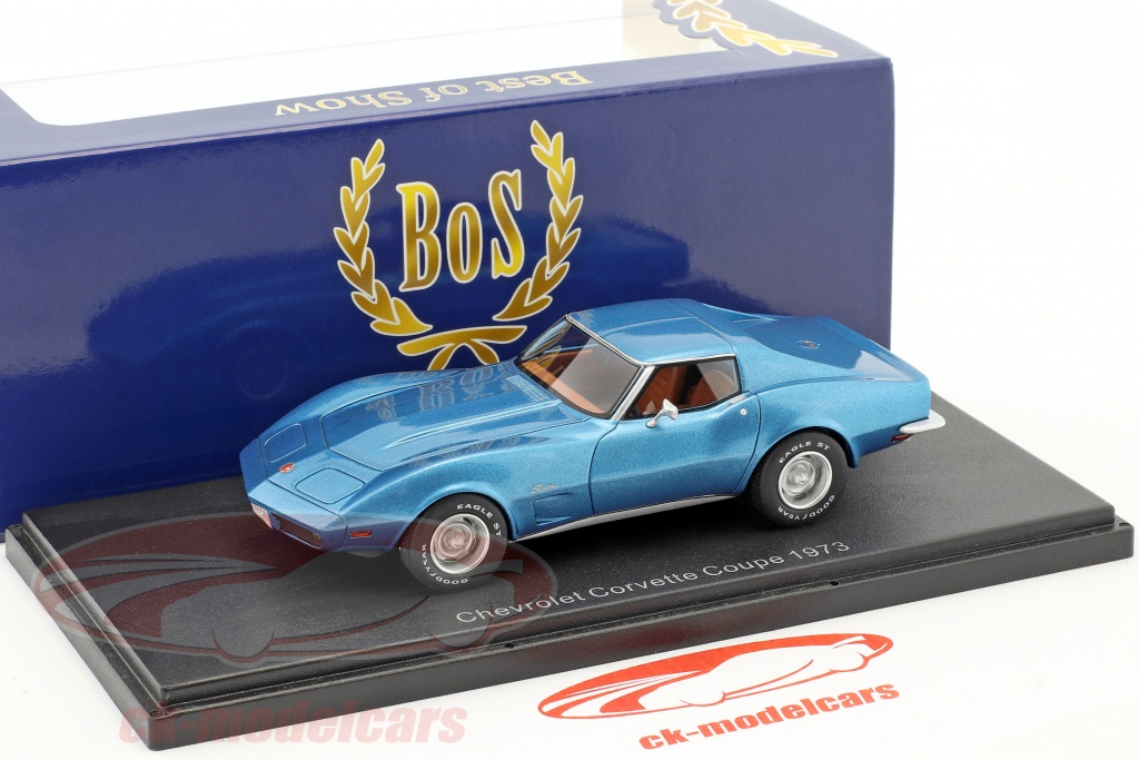Blauäugiger Weißer Drache 1. Auflage Wert BoS-Models 1:43 Chevrolet Corvette (C3) Coupe Baujahr 1973 blau