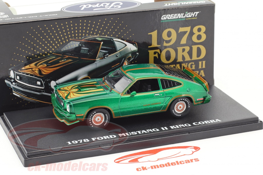 1:18 Greenlight 1978 Ford MUSTANG II King Cobra Argent Métallique/Noir-Rouge eBa