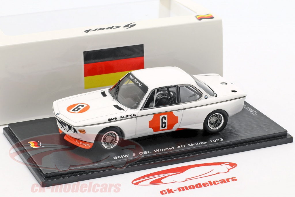 Miniature Spark 1/43 – BMW 3.0 CSL N°6, Vainqueur 4H Monza 1973, Très Bon état (sans Boîte)