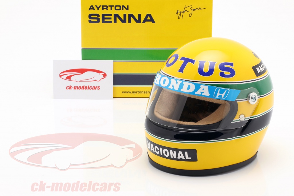 Casco Mini 1:2 Ayrton Senna Lotus 1987 Formula Uno Vetroresina 