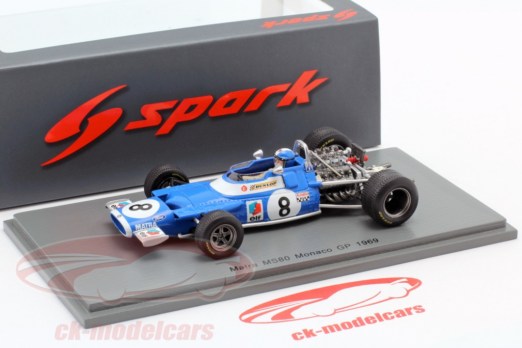 Spark F1 Matra MS80 n°8 GP de Monaco 1969 J.P Beltoise 1/43