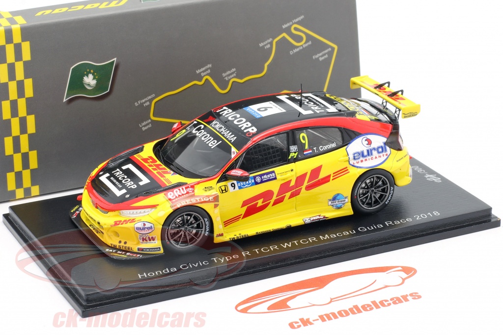 スパーク　1/43　ホンダ シビック タイプR WTCR マカオ2018 DHL スパーク 1/43 ホンダ シビック タイプR TCR 2018 WTCR マカオ