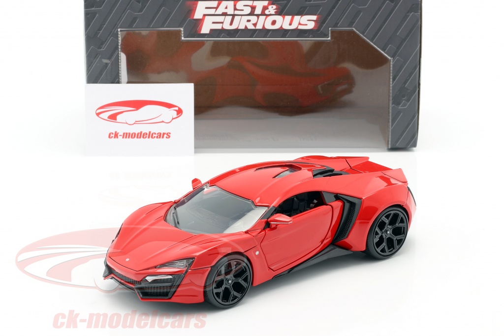 8.25" Diecast 1:24 Car By Jada Toys Fast and Furious 7 LYKAN HYPERSPORT Red