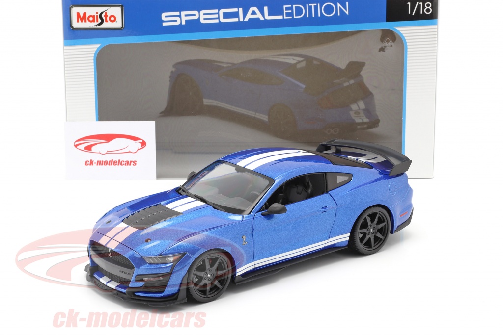 Maisto 31388 2020 Ford Shelby GT 500 Mustang 1/18 Diecast Voiture Modèle bleu 