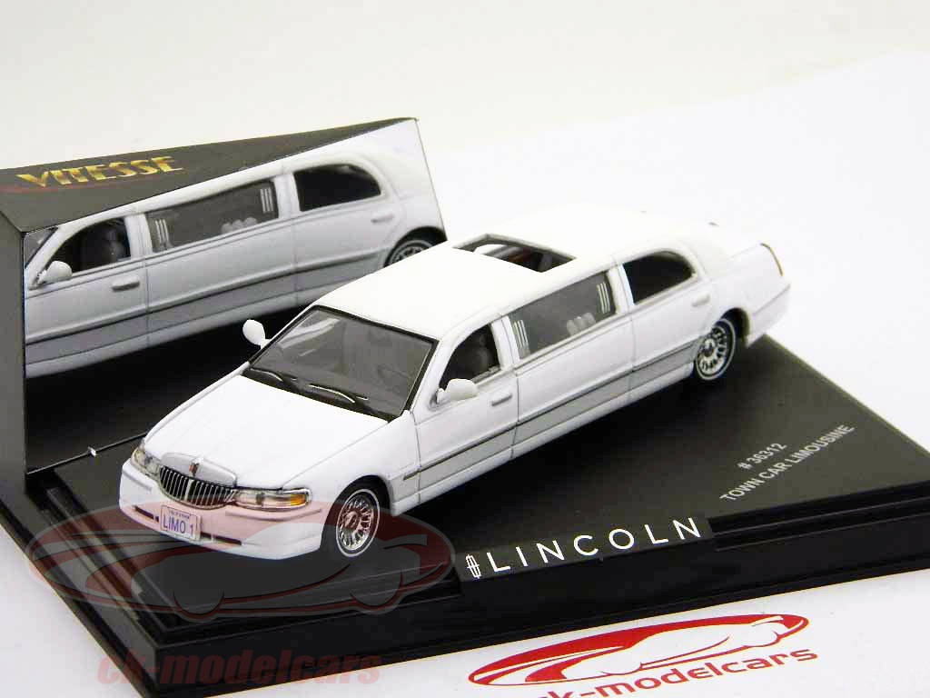 Miniature Lincoln Town Car Limo Vitesse 1/43 - Blanche Et Noire - Neuve