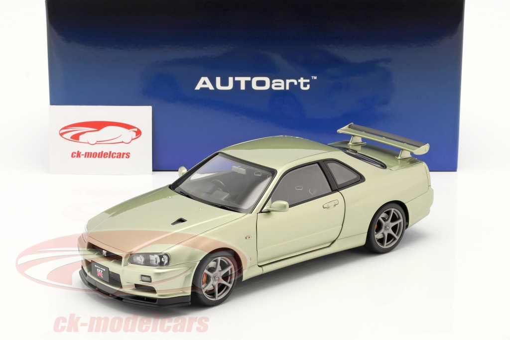 Autoart 1 18 Nissan Skyline Gt R R34 V Spec Ii Nur 02 Millennium Jade Modelo Coche