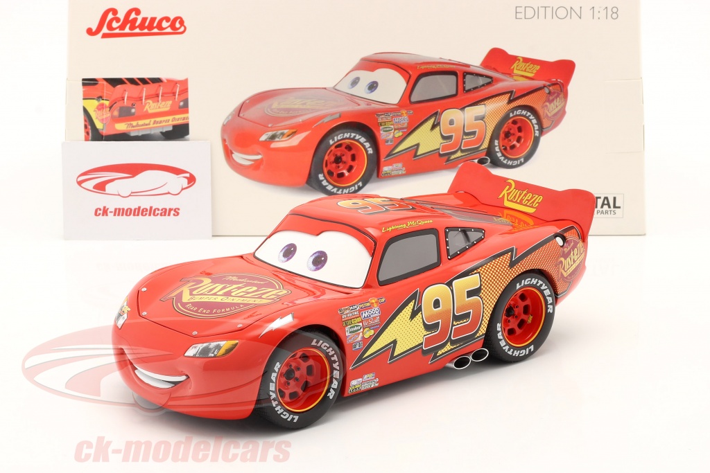 Lirio Rendición Lingüística Schuco 1:18 Lightning McQueen #95 Disney Película Cars rojo con Escaparate  450049000 modelo coche 450049000 4007864058044