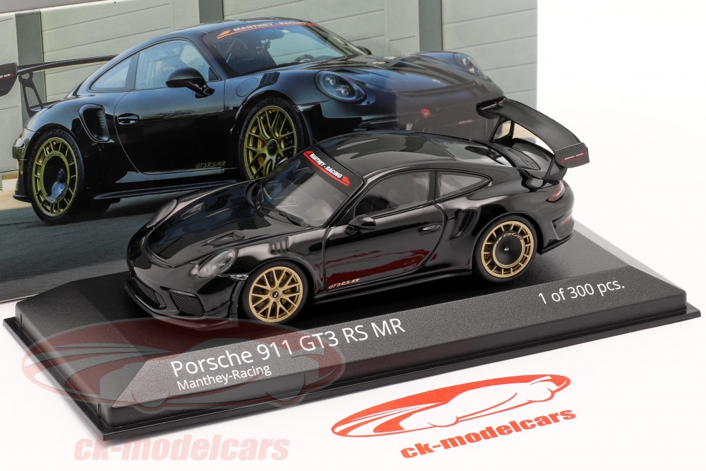 Porsche 911 (991 II) GT3 RS MR Manthey Racing ブラック / ゴールデン リム 1:43  Minichamps