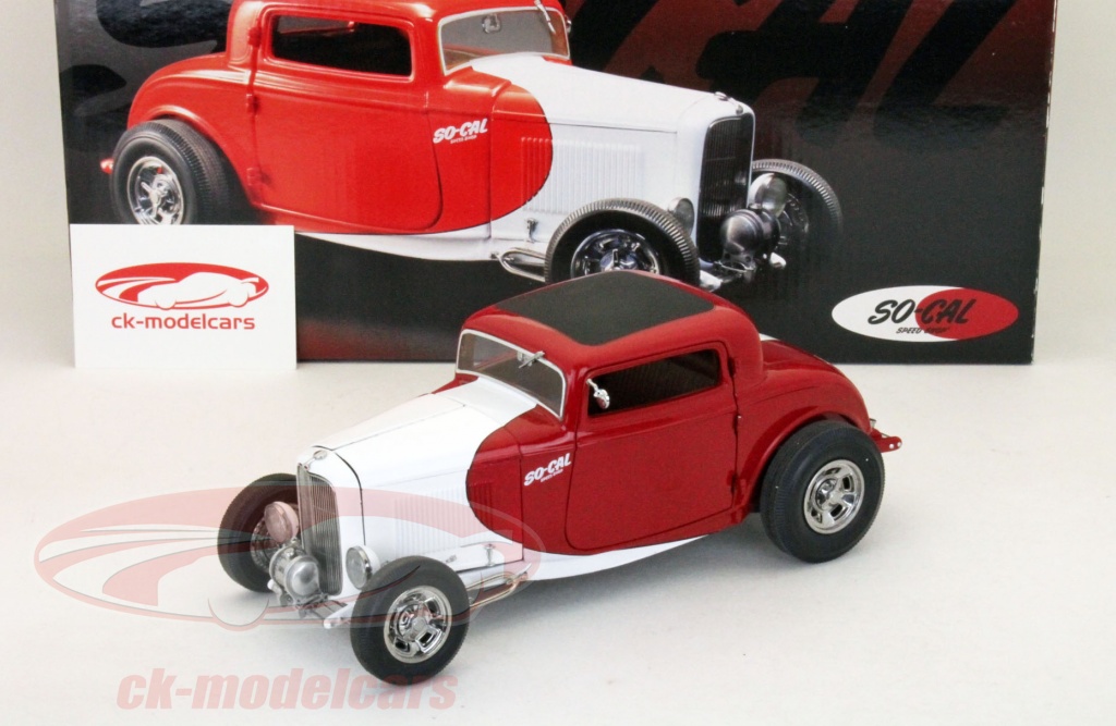 GMP 1:18 Ford SO-CAL 32 Coupe Dragster red-white A1805003 model car ...
