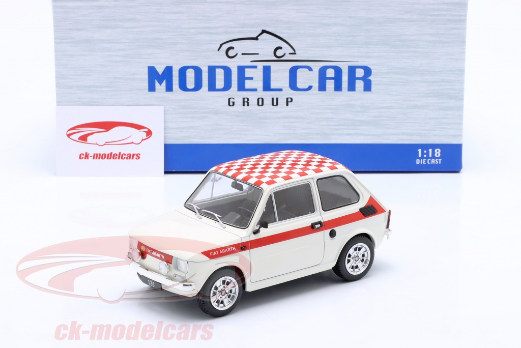 Modelcar Group 1:18 Fiat 126 Abarth-Look year 1972 white / red