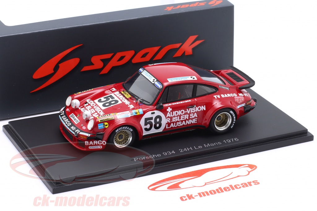 Miniature Spark 1/43 Porsche 934 N°58 24H Le Mans 1976 - Zbinden - Prévente