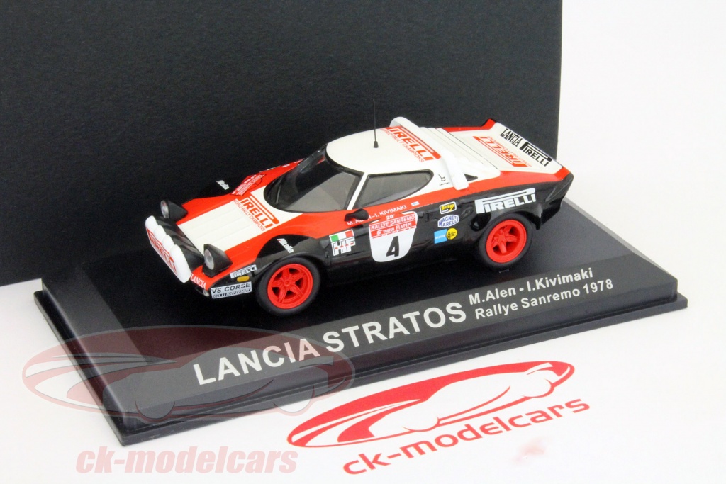 Voiture Miniature Lancia Stratos HF Alen Kivimaki Sanremo 1978 - Échelle 1/24, Neuve