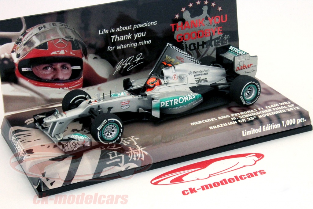 Miniature Schumacher Mercedes F1 W03 - Minichamps 1/43 - GP Belgique 2012 - N°49