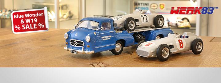 Blaues Wunder Mercedes-Benz Blaues 
Wunder Renntransporter 
& W196